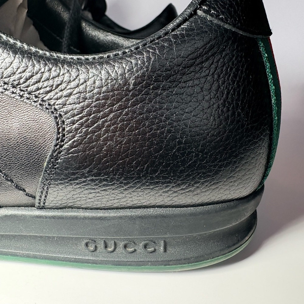 Gucci Black Leather Men's Sneakers men's size 10 - Picture 5 of 14